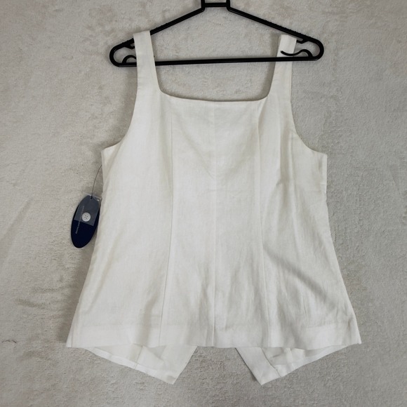 SCOOP NWT Small Off White Square Neck Button Front Vest Top Old Money Aesthetic - Picture 2 of 7